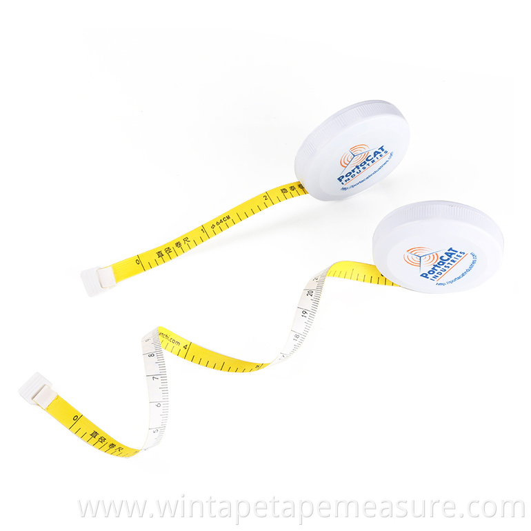 Promotional round plastic fiberglass fabric metric 5cm 1.5 meter diameter measuring tape